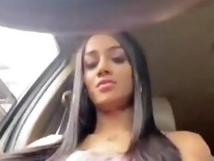 She Is A Very Horny Shemale Wanking It In The Car And Busted